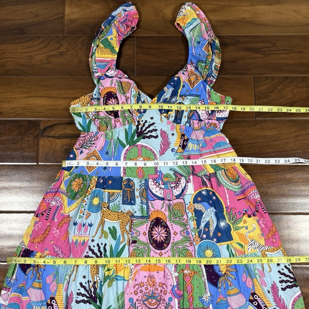 J.Marie Women's Size XL Zodiac Print Sloan Ruffle Strap Tiered Midi Dress - Picture 6 of 13